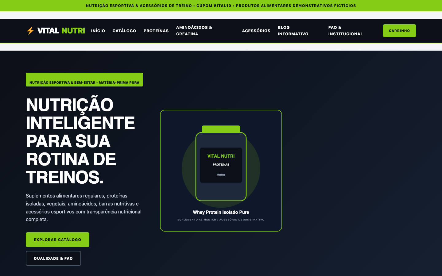Screenshot Desktop do modelo Vital Nutri
