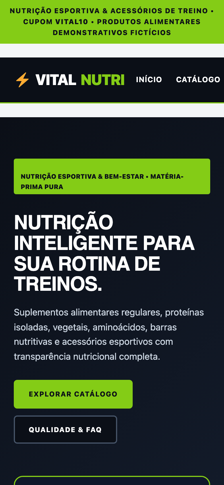 Screenshot Mobile do modelo Vital Nutri